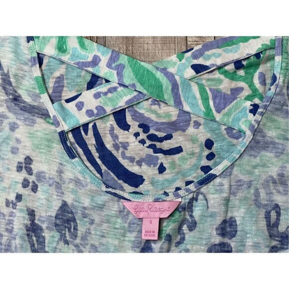 NWOT Lilly Pulitzer Beachcomber Linen Dress Lilly Lilac‎ Nice Ink SMALL Coverup - Picture 4 of 10